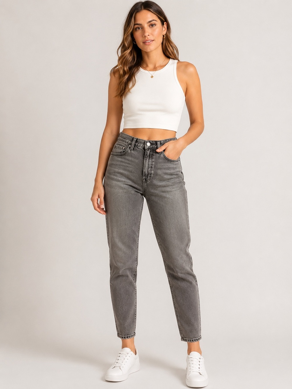 American Eagle 4 X-Short Mom Jeans Gray Women’s High Rise Stretch